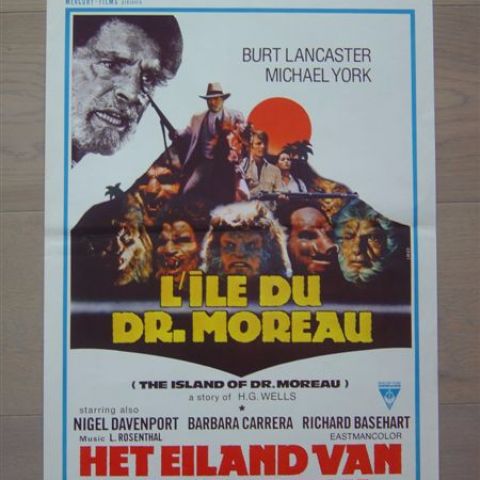 'L'ile du Dr. Moreau' (The island of Dr. Moreau) (Burt Lancastre, Michael York) Belgian affichette